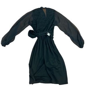 VTG FELIX ARBEO BLACK DRESS WITH JEWELED BELT DETAIL & SHEER DETAIL-VTG size 10